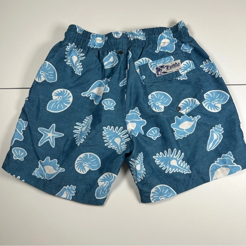 Trunks Surf & Swim Co Kids Blue Seashell Swim Trunks Size S